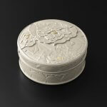 White Carved Lacquer Food Box “Peonies”