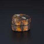 Unskinned Oak Incense Container With Design of Autumn Flowers And Two Insects
