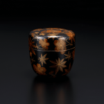 Large Black Lacquered Tea Caddy with Cloud Brocade Design